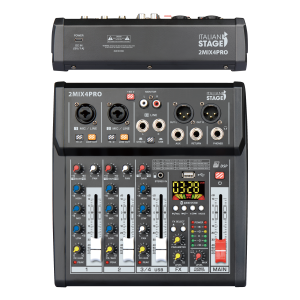 ITALIAN STAGE 2MIX4 PRO Audio Mixer with Player, Recorder and Effects