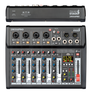 ITALIAN STAGE 2MIX6 PRO Audio Mixer with Player, Recorder and Effects