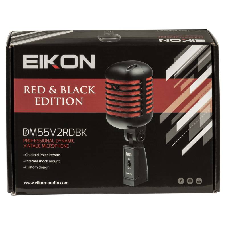 VINTAGE PROFESSIONAL VOCAL MICROPHONE - BLACK-RED -DM55V2RDBK